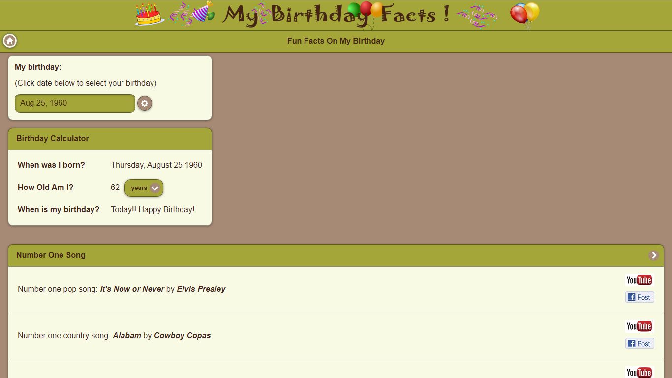 Fun Facts On My Birthday